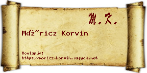 Móricz Korvin névjegykártya